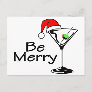 Be Merry Martini Feiertagspostkarte