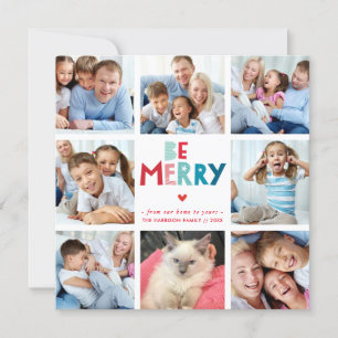 BE MERRY moderne Multi-8 Foto-Instagramme Quadrate Feiertagskarte