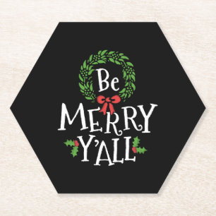 Be Merry Y'all Christmas TShirt Wreath Festive Untersetzer