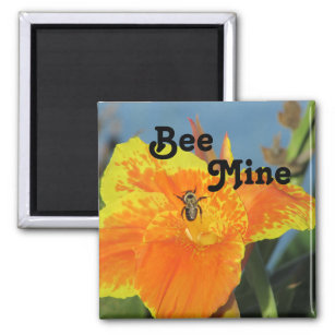 Be Mine Biene Pun Bright Orange Blume Foto Floral Magnet