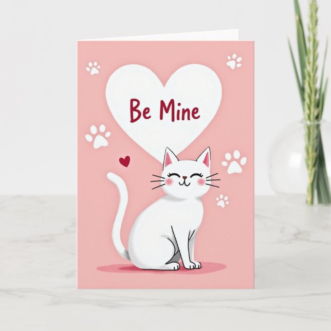 Be Mine Cat Love Card Karte (Vorderseite)