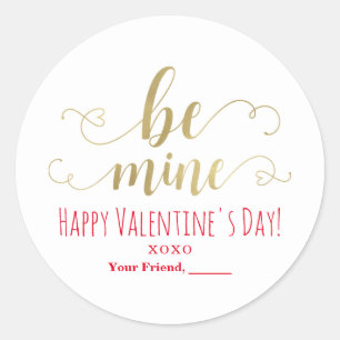 BE MINE Gold Valentine's Day Chic Gastgeschenk Runder Aufkleber