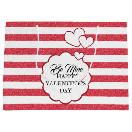 Be Mine Happy Valentine's Day Heart Chalk Stripes Große Geschenktüte