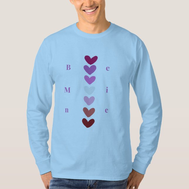 Be Mine Minimal Heart Stack Valentine T-Shirt (Vorderseite)