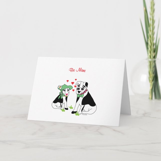 Be Mine - Niedlich Hunde Liebe Feiertagskarte (Vorderseite)
