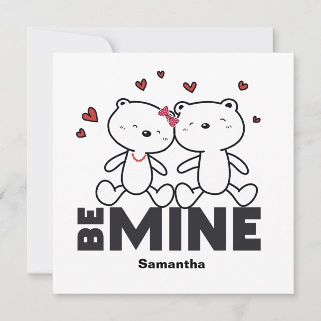 BE MINE - Niedlicher Personalisierter Valentinstag Feiertagskarte (Vorderseite)