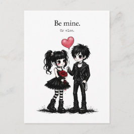 Be Mine Or Else Goth Valentine Postcard Postkarte