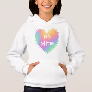 Be Mine Pastel Rainbow Heart Girls' Hoodie
