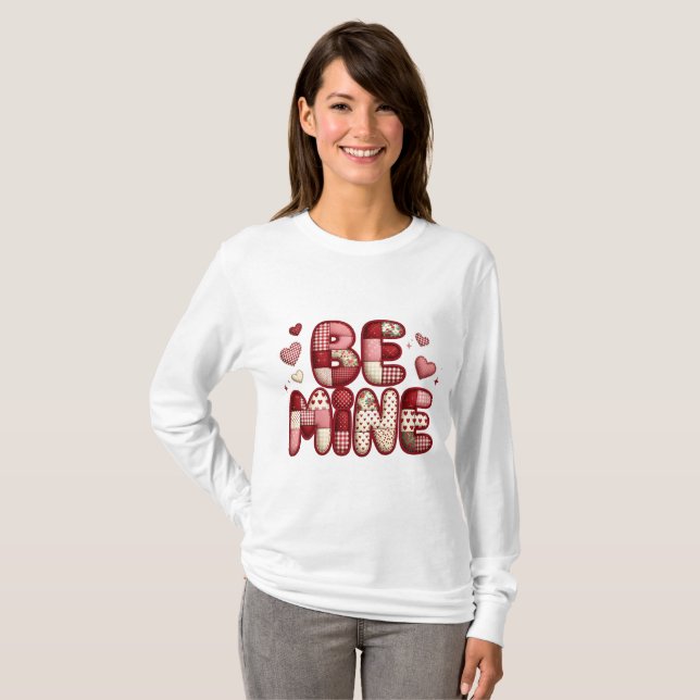 Be Mine Patchwork Valentine T-Shirt | Quilted Hear (Vorne ganz)