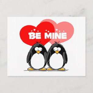 Be Mine Penguins Postkarte