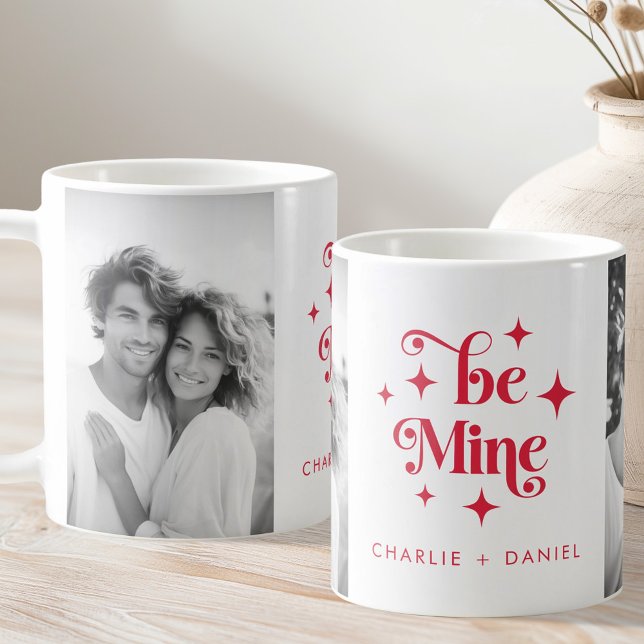 Be mine retro stars Valentines day red photo Kaffeetasse (Be mine retro stars Valentines day red photo Coffee Mug)