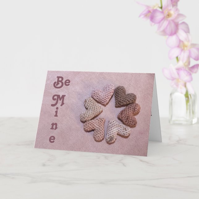 Be Mine Solar-dyed Crocheted Hearts Valentine Card Karte (Orchidee)