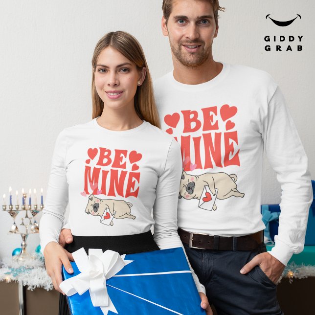 Be Mine: Valentinas lustiger Niedlicher Mops und L T-Shirt (Von Creator hochgeladen)