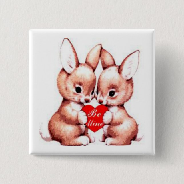 Be Mine Valentine Bunnies Button (Vorderseite)