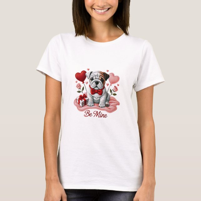 Be Mine Valentine English Bulldog T - Shirt (Vorderseite)