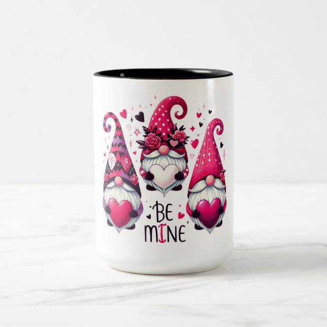 Be Mine Valentine Gnomes Zweifarbige Tasse (Mittel)