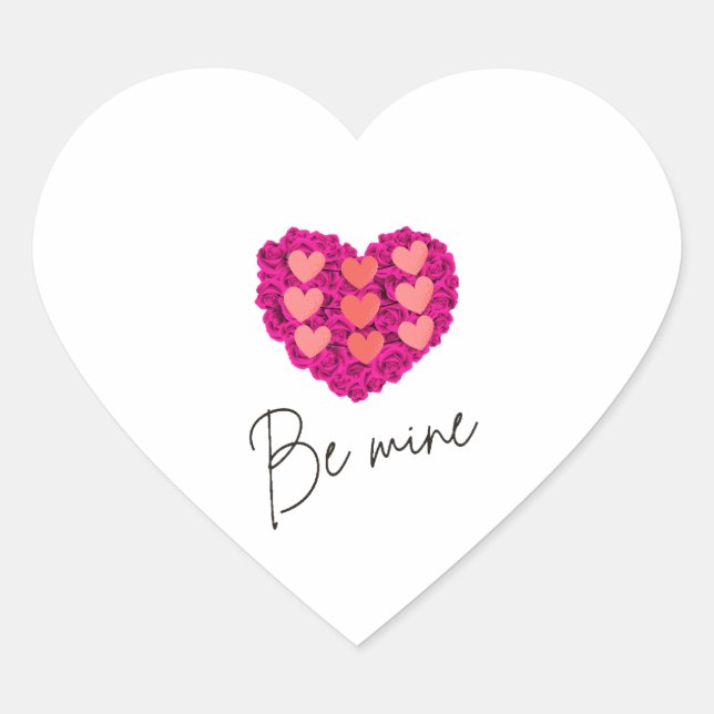 Be Mine Valentine shirt |Rose with Heart Love Herz-Aufkleber (Vorderseite)