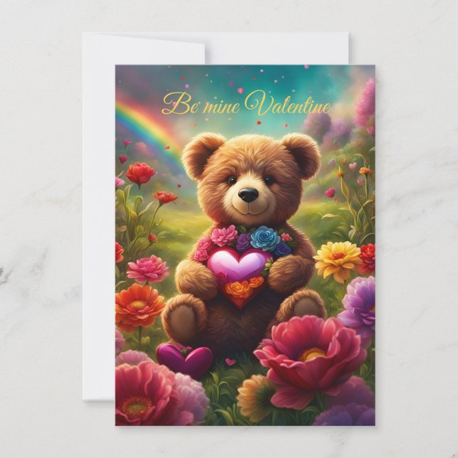 Be mine Valentine Teddy 1 Einladung (Vorderseite)
