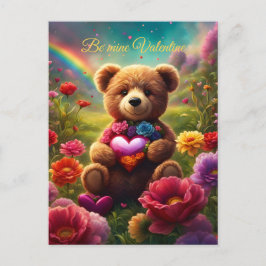Be mine Valentine Teddy 1 Einladungspostkarte
