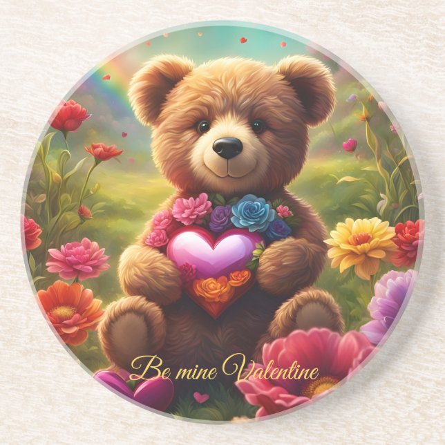 Be mine Valentine Teddy 1 Getränkeuntersetzer (Vorne)