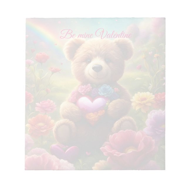 Be mine Valentine Teddy 1 Notizblock (Vorderseite)