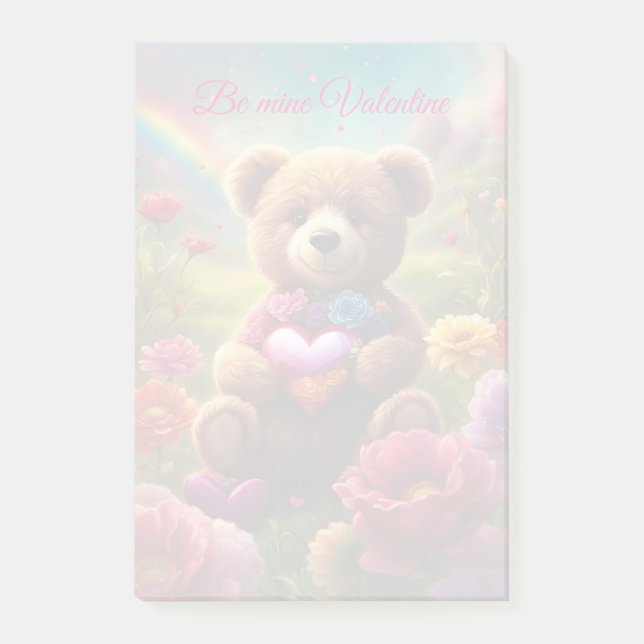 Be mine Valentine Teddy 1 Post-it Klebezettel (Vorderseite)