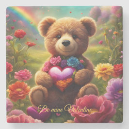 Be mine Valentine Teddy 1 Steinuntersetzer