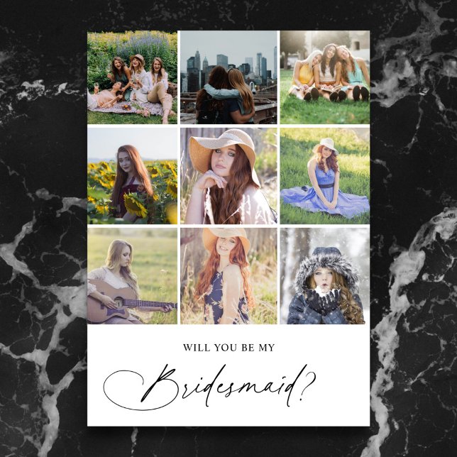 Be My Bridesmaid Chic Script Foto Einladung (Von Creator hochgeladen)