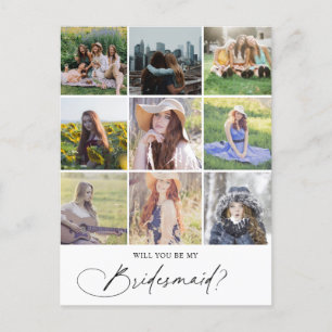 Be My Bridesmaid Chic Script Foto Einladungspostkarte
