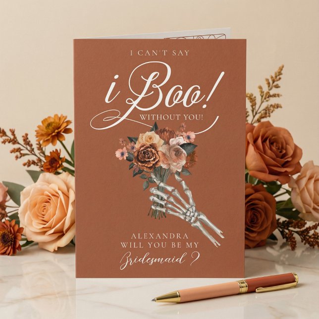 Be My Bridesmaid? Gothic Skeleton Floral Bouquet Karte (Be My Bridesmaid? Gothic Skeleton Floral Bouquet Card)