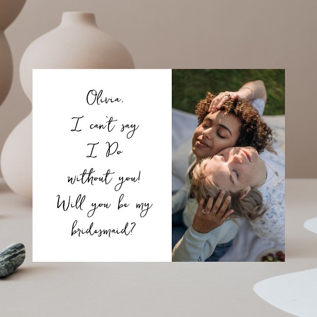 Be My Bridesmaid Script Handgeschriebenes Foto Postkarte (Von Creator hochgeladen)