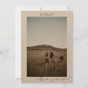 Be My Matron of Honor Foto Vorschlag Calligrafy V Einladung