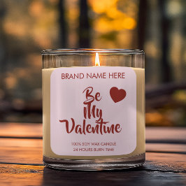 Be My Valentine Custom Purple Candle Labels Quadratischer Aufkleber