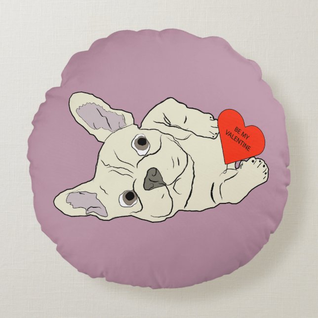 Be my Valentine, dog Rundes Kissen (Vorderseite)
