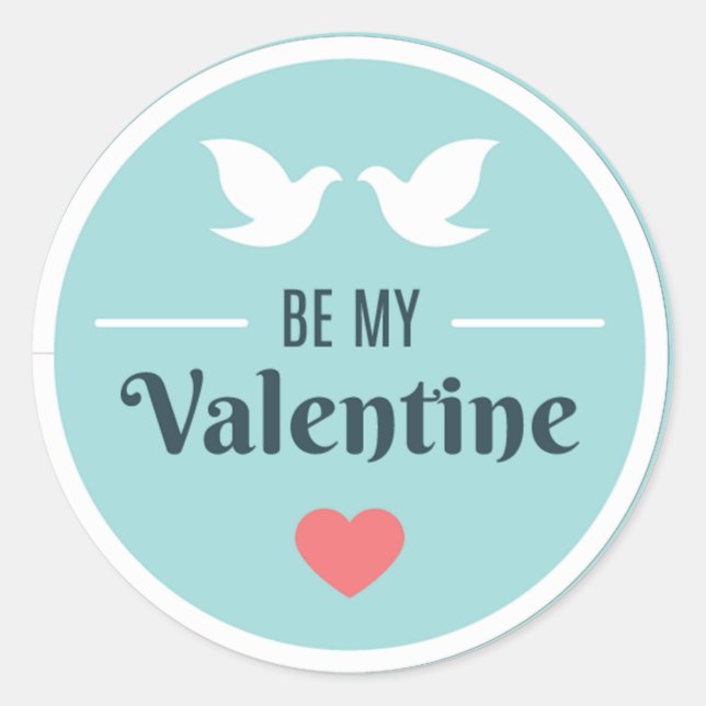Be My Valentine Doves ID1086 Runder Aufkleber (Vorderseite)