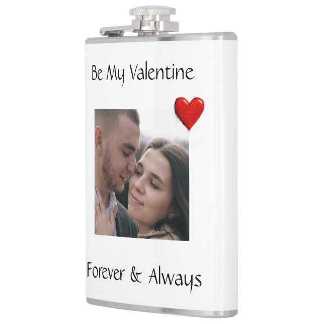 Be My Valentine Flask Custom Vinyl Wrap with Photo Flachmann (Links)