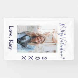 Be my valentine love name purple year photo simple banner