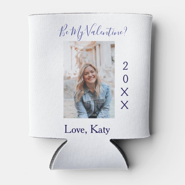 Be my valentine love name purple year photo simple dosenkühler (Vorderseite)