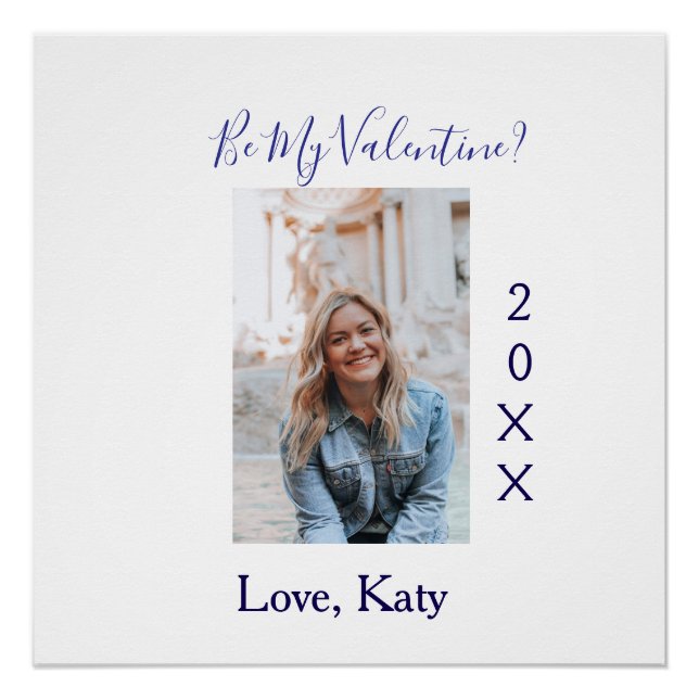 Be my valentine love name purple year photo simple poster (Vorderseite)