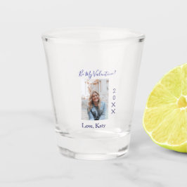 Be my valentine love name purple year photo simple schnapsglas