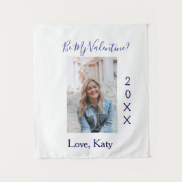 Be my valentine love name purple year photo simple wandteppich