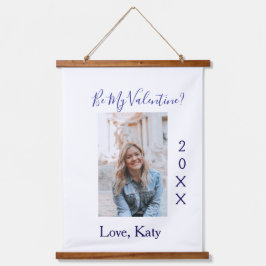Be my valentine love name purple year photo simple wandteppich mit holzrahmen