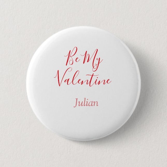 Be my valentine red name elegant love couple  button (Vorderseite)