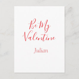 Be my valentine red name elegant love couple  postkarte