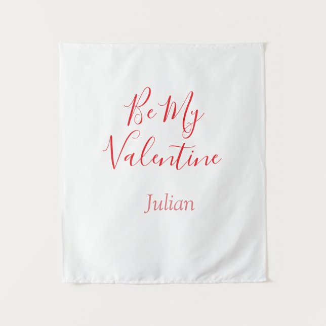 Be my valentine red name elegant love couple  wandteppich (Vorderseite)