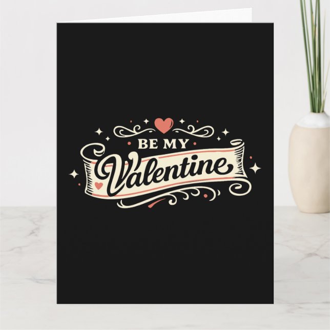 Be My Valentine Retro Love Karte (Vorderseite)