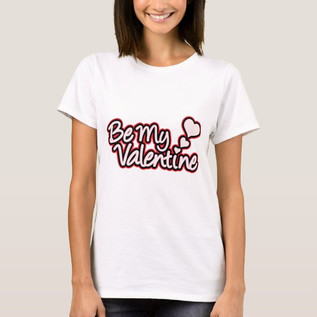 "Be My Valentine" roter schwarzer Damentee T-Shirt (Vorderseite)