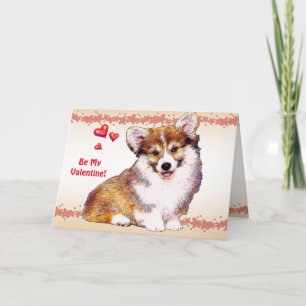 Be My Valentine Welsh Corgi Feiertagskarte