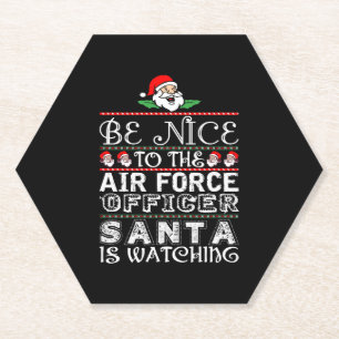 BE Nice to Air Force Officer Santa is Watching Untersetzer