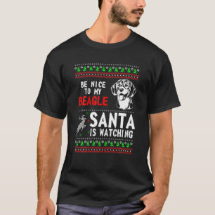 Be Nice To My Beagle Santa Is Watching Vintage Chr T-Shirt